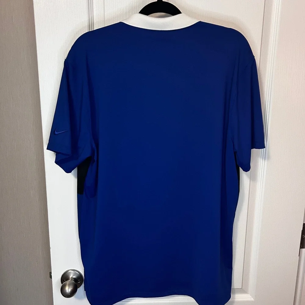 Nike Dri-FIT‎ Color Block Golf Polo Shirt Men's Large White Black Royal Blue